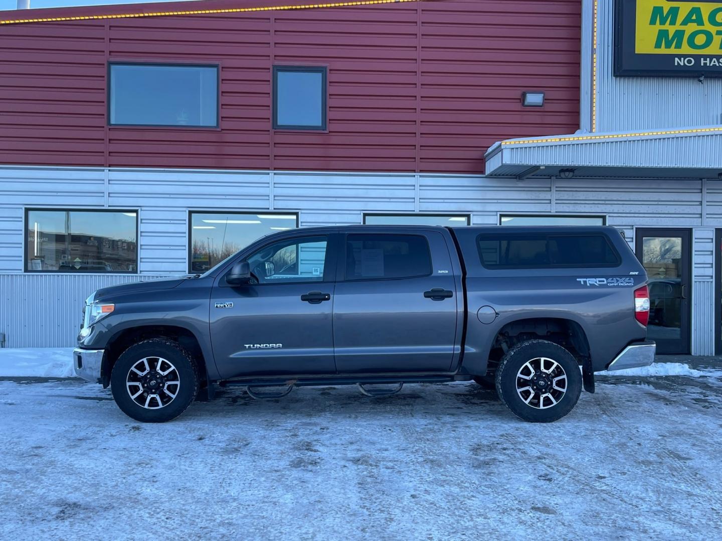 2014 Gray Toyota Tundra SR5 5.7L V8 FFV CrewMax 4WD (5TFDW5F14EX) with an 5.7L V8 DOHC 32V FFV engine, 6-Speed Automatic transmission, located at 1960 Industrial Drive, Wasilla, 99654, (907) 274-2277, 61.573475, -149.400146 - Photo#1